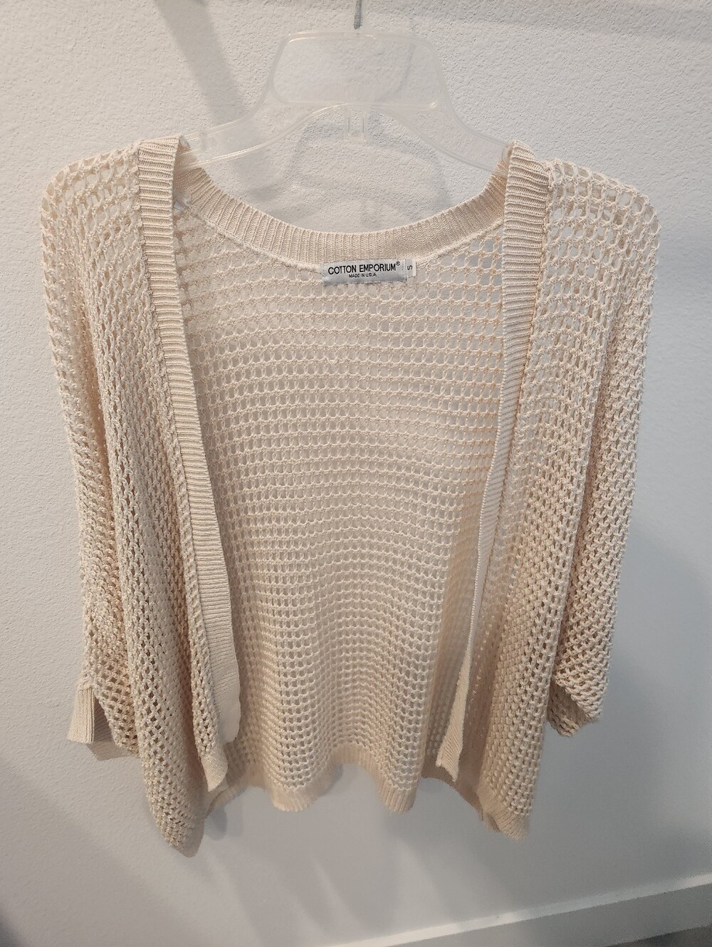 Womens Cotton Emporium Netted Off White Sweater Cardigan